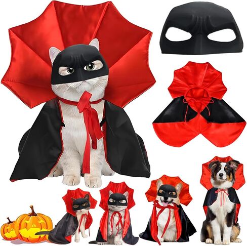 Cat Costumes, Cat Mask Cape Vampire Cats Costume Dog Halloween Vampire Costume Funny Pet Devil Cape Cloak Costumes for Cats Dogs in Kuwait
