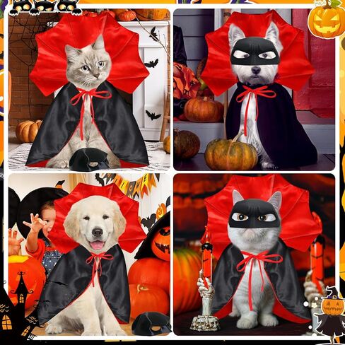 Cat Costumes, Cat Mask Cape Vampire Cats Costume Dog Halloween Vampire Costume Funny Pet Devil Cape Cloak Costumes for Cats Dogs in Kuwait