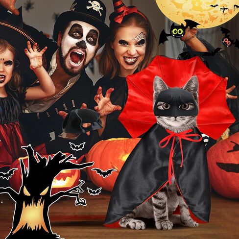 Cat Costumes, Cat Mask Cape Vampire Cats Costume Dog Halloween Vampire Costume Funny Pet Devil Cape Cloak Costumes for Cats Dogs in Kuwait