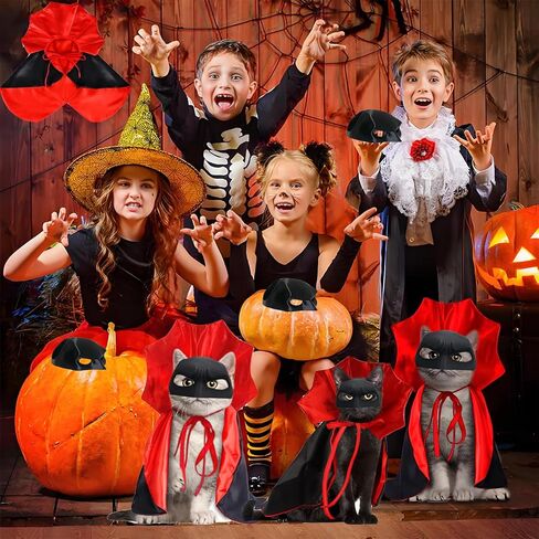 Cat Costumes, Cat Mask Cape Vampire Cats Costume Dog Halloween Vampire Costume Funny Pet Devil Cape Cloak Costumes for Cats Dogs in Kuwait