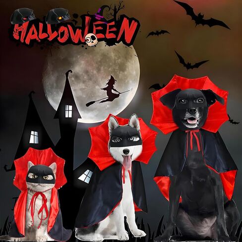 Cat Costumes, Cat Mask Cape Vampire Cats Costume Dog Halloween Vampire Costume Funny Pet Devil Cape Cloak Costumes for Cats Dogs in Kuwait