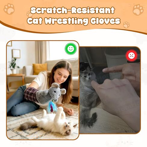 Homrich Cat Wrestling Glove Toys, Interactive Hand Puppet with Catnip & Feathers, Thick Soft Padding for Safe Play - Durable Fun & Enrichment for Cats & Kittens in Saudi Arabia