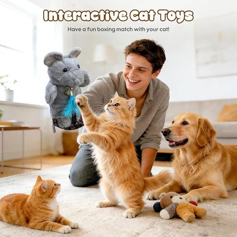 Homrich Cat Wrestling Glove Toys, Interactive Hand Puppet with Catnip & Feathers, Thick Soft Padding for Safe Play - Durable Fun & Enrichment for Cats & Kittens in Saudi Arabia