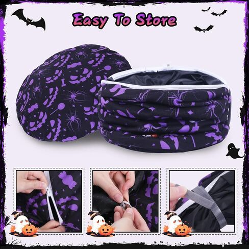Tidjani Cat Tunnel Bed, Cat Tunnels for Indoor Cats, Foldable Cat Donut Bed with Washable Mat and Dangling Balls, Purple Bowknot, Ghost Spider Pattern Decor Pet Toys for Small Animals in Saudi Arabia