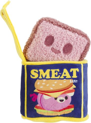 Barkbox Canned Smeat Dog Toy | 2-in-1 Plush Set with 2 Squeakers & Crinkle | Multi-Part Squeak Toy for Extra Small to Small Dogs in Kuwait