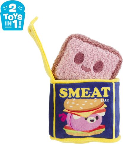 Barkbox Canned Smeat Dog Toy | 2-in-1 Plush Set with 2 Squeakers & Crinkle | Multi-Part Squeak Toy for Extra Small to Small Dogs in Kuwait