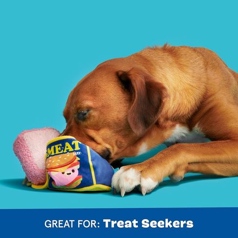 Barkbox Canned Smeat Dog Toy | 2-in-1 Plush Set with 2 Squeakers & Crinkle | Multi-Part Squeak Toy for Extra Small to Small Dogs in Kuwait