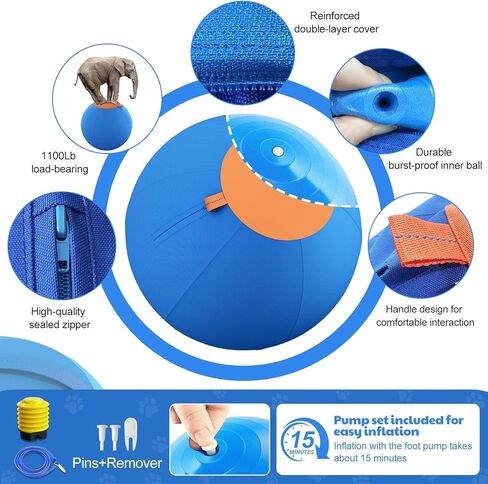 Happypaw 3.0 ترقية كرة الرعي للكلاب مقاس 25 بوصة - مقاومة معززة للمضغ ومواد شديدة التحمل، لعبة للكلاب معدات خفة الحركة للرعاة الأستراليين، كولي، تتضمن 5 رقع إصلاح in Kuwait