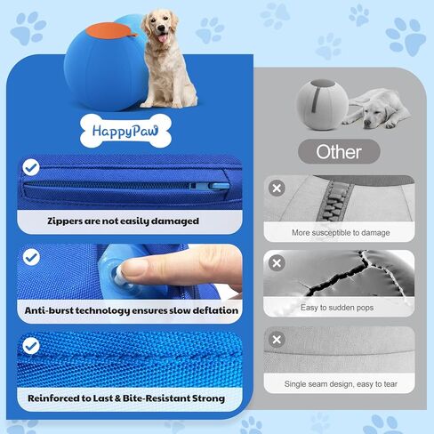 Happypaw 3.0 ترقية كرة الرعي للكلاب مقاس 25 بوصة - مقاومة معززة للمضغ ومواد شديدة التحمل، لعبة للكلاب معدات خفة الحركة للرعاة الأستراليين، كولي، تتضمن 5 رقع إصلاح in Kuwait