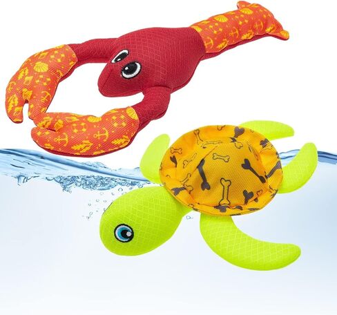 PUPTECK Floating Pool Toys for Dogs - 2 Pack Squeaky Pet Water Toys for Fetch & Training, Interactive Summer Outdoor for Large Small Medium Dogs, Starfish & Manta Ray in Kuwait