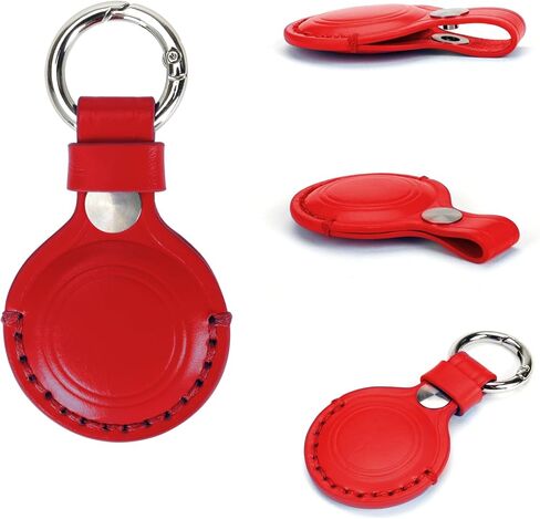 Dog Collar with Leather Airtag Holder, Durable & Comfortable, Anti-Loss Locator Collar for Small/Medium Dogs - Ideal for Daily Walks and Outdoor Adventures- Red (L) in Kuwait