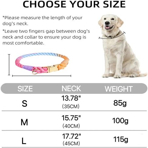 Quick Release Braided Cotton Dog Collar-Handmade Soft Rope Collar with Easy Snap Buckle for Small Medium Large Dogs(Macaron,S) in Saudi Arabia
