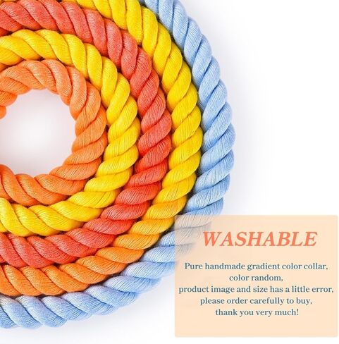 Quick Release Braided Cotton Dog Collar-Handmade Soft Rope Collar with Easy Snap Buckle for Small Medium Large Dogs(Macaron,S) in Saudi Arabia