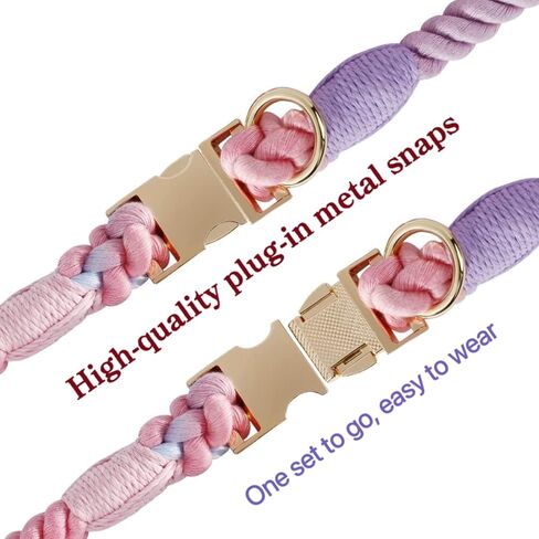 Quick Release Braided Cotton Dog Collar-Handmade Soft Rope Collar with Easy Snap Buckle for Small Medium Large Dogs(Macaron,S) in Saudi Arabia