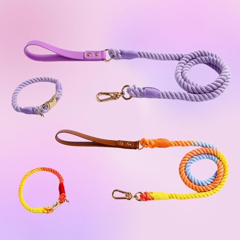 Quick Release Braided Cotton Dog Collar-Handmade Soft Rope Collar with Easy Snap Buckle for Small Medium Large Dogs(Macaron,S) in Saudi Arabia
