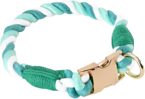 Quick Release Braided Cotton Dog Collar-Handmade Soft Rope Collar with Easy Snap Buckle for Small Medium Large Dogs(Macaron,S) in Saudi Arabia