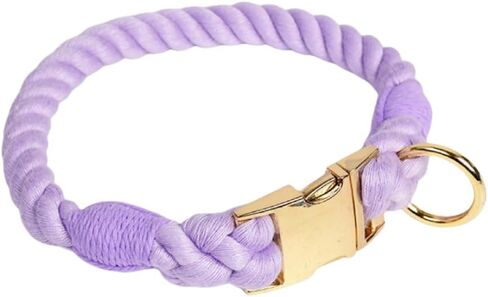 Quick Release Braided Cotton Dog Collar-Handmade Soft Rope Collar with Easy Snap Buckle for Small Medium Large Dogs(Macaron,S) in Saudi Arabia
