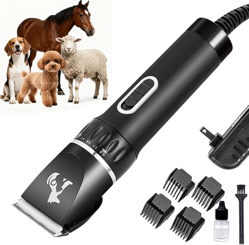 Professional Dog Clippers for Thick Coats - Heavy Duty Pet Grooming Clippers with Powerful Motor & Detachable Blades, Corded Hair Shears,Swiftly Trim Dogs, Cats, Sheep,Horses Dense Fur in Kuwait