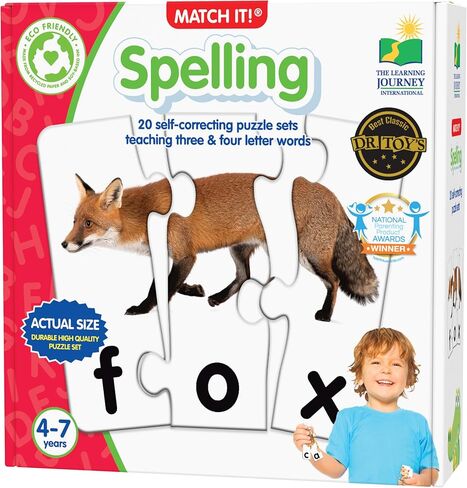 The Learning Journey: Match It! - Spelling - 20 Piece Self-Correcting Spelling Puzzle Three and Four Letter Words Montessori Learning Girl Boys Gifts Ages 4,5,6,7,8-Year-Olds - Award Winning Toys in Saudi Arabia