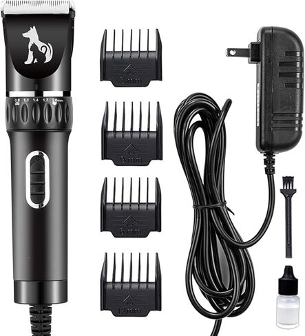Professional Dog Clippers for Thick Coats - Heavy Duty Pet Grooming Clippers with Powerful Motor & Detachable Blades, Corded Hair Shears,Swiftly Trim Dogs, Cats, Sheep,Horses Dense Fur in Kuwait
