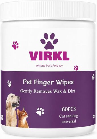 Dog Ear Cleaning Wipes - Gentle Soothing Ear Wipes for Dogs & Cats- Pet Safe Cleaner to Gently Remove Wax & Dirt -Finger Wipes - 60 Pcs in Kuwait