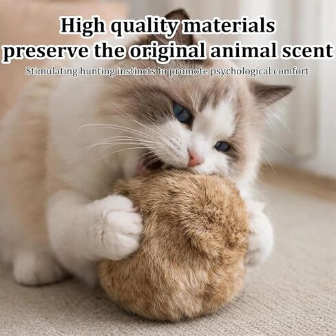 3 PCS Fake Rabbit Fur Ball Cat Balls, Fake Rabbit Fur Balls for Indoor Cats, Cat Kick Balls for Bunny Kicks and Interactive Play, Multi-Cat Household Rotation for Cats with Spiritual Motivation in Kuwait