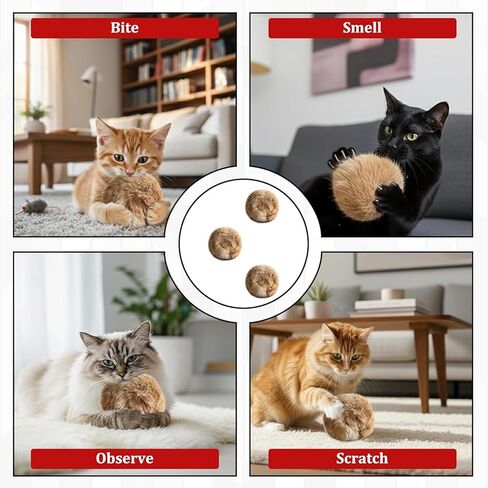 3 PCS Fake Rabbit Fur Ball Cat Balls, Fake Rabbit Fur Balls for Indoor Cats, Cat Kick Balls for Bunny Kicks and Interactive Play, Multi-Cat Household Rotation for Cats with Spiritual Motivation in Kuwait