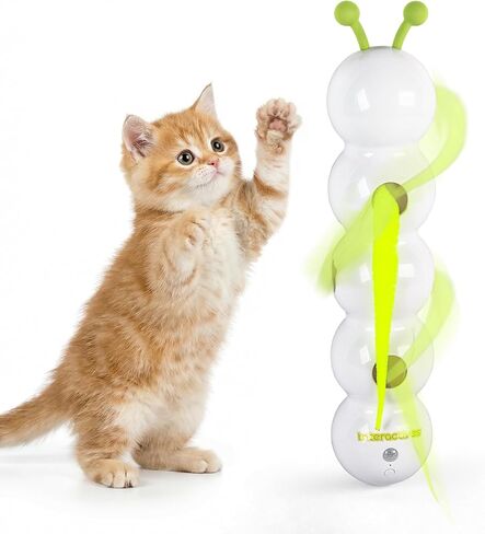 ALL FOR PAWS Interactive Cat Toy, Automatic Fluffy Tail Cat Toy for Indoor Cats, Motion Activated Electric Cat Toy, Self Play Cat Teaser Wand for Kittens Bored Cats, Suction Cup, USB Rechargeable in Kuwait