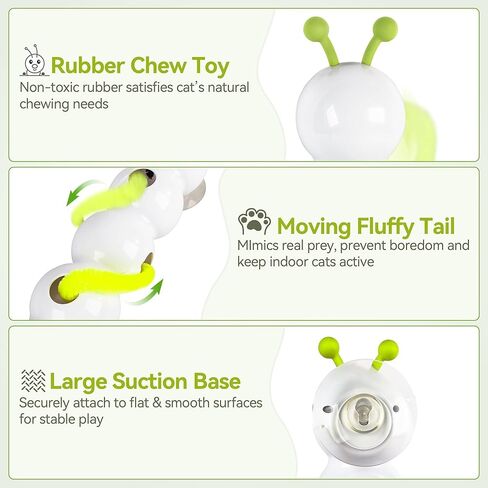 ALL FOR PAWS Interactive Cat Toy, Automatic Fluffy Tail Cat Toy for Indoor Cats, Motion Activated Electric Cat Toy, Self Play Cat Teaser Wand for Kittens Bored Cats, Suction Cup, USB Rechargeable in Kuwait