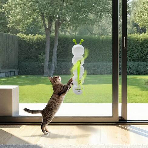 ALL FOR PAWS Interactive Cat Toy, Automatic Fluffy Tail Cat Toy for Indoor Cats, Motion Activated Electric Cat Toy, Self Play Cat Teaser Wand for Kittens Bored Cats, Suction Cup, USB Rechargeable in Kuwait