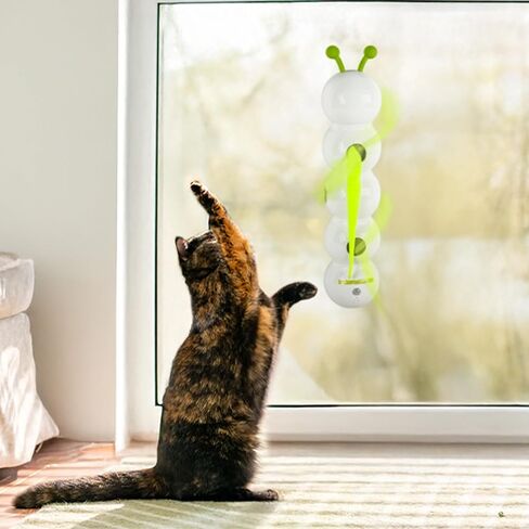 ALL FOR PAWS Interactive Cat Toy, Automatic Fluffy Tail Cat Toy for Indoor Cats, Motion Activated Electric Cat Toy, Self Play Cat Teaser Wand for Kittens Bored Cats, Suction Cup, USB Rechargeable in Kuwait