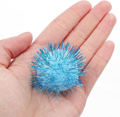 14 PCS Pom Pom Balls for Cats, 7 PCS Cute Sparkle Cat Balls 7 Pieces Soft Cats Toys Yarn Puffs Ball Small Plush Cat Toy Ball for Kitten Pet Chase Play Interactive, Multicolor in Kuwait
