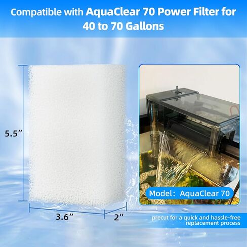 مجموعة من 6 وسادات إسفنجية بديلة من AQUANEAT، حشوة إسفنجية لحوض السمك متوافقة مع AquaClear 70، وسائط فلتر خزان الأسماك in Kuwait