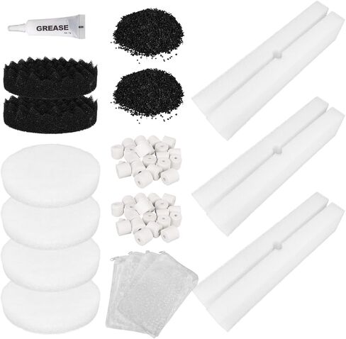 21pcs Aquarium Filter Media Kits for Fluval FX4/FX5/FX6 Canister Filters, Include Bio-Sponge Blocks, Sponge Pads, Ceramic Rings, Activated Carbons, Silicone Lubricant & Mesh Bags in Kuwait