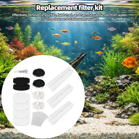 21pcs Aquarium Filter Media Kits for Fluval FX4/FX5/FX6 Canister Filters, Include Bio-Sponge Blocks, Sponge Pads, Ceramic Rings, Activated Carbons, Silicone Lubricant & Mesh Bags in Kuwait