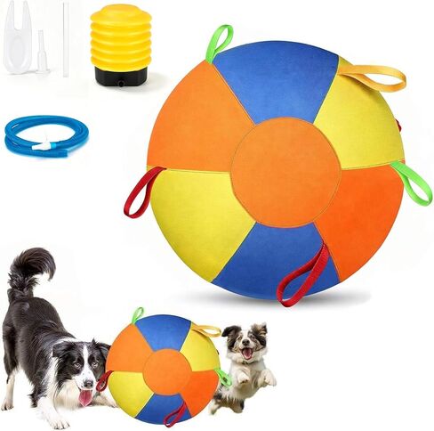 ZRW Calming Jumbo Ball for Dogs,Herding Ball for Dogs,Durable Tear-Resistant Inflatable Big Ball,Resistant Inflatable Big Ball with Handle Cover & Pump for Play & Exercise Dogs-(9.84in) in Kuwait