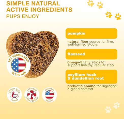Dog Anal Gland Chews – No Scoot for Dogs with Pumpkin for Dogs, Fiber & Prebiotics – Anal Gland Support, Dog Probiotics for Digestive Health & Dog Digestive Support – 180 Duck Chews in Kuwait