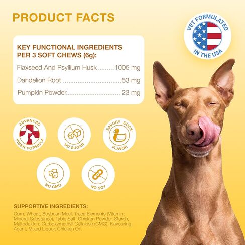 Dog Anal Gland Chews – No Scoot for Dogs with Pumpkin for Dogs, Fiber & Prebiotics – Anal Gland Support, Dog Probiotics for Digestive Health & Dog Digestive Support – 180 Duck Chews in Kuwait