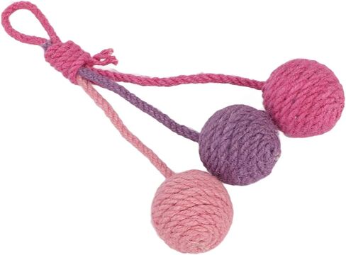 Hanging Cat Sisal Ball, Chewable Colorful Interactive Cat Sisal Rope Ball Toy for Pet Indoor (Pink Rose Purple) in Kuwait