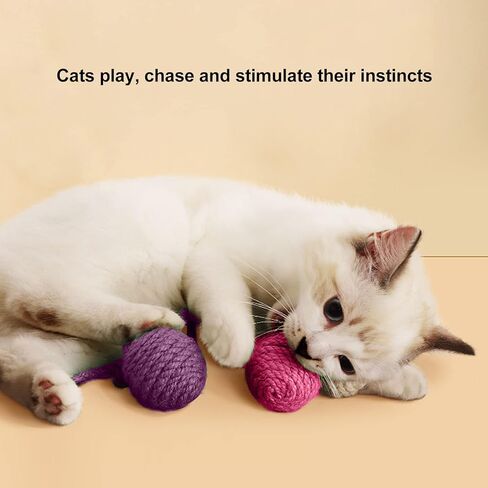 Hanging Cat Sisal Ball, Chewable Colorful Interactive Cat Sisal Rope Ball Toy for Pet Indoor (Pink Rose Purple) in Kuwait