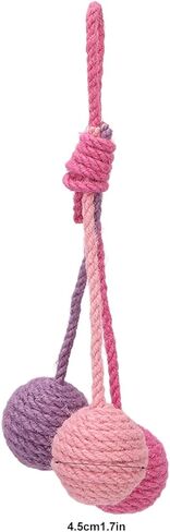 Hanging Cat Sisal Ball, Chewable Colorful Interactive Cat Sisal Rope Ball Toy for Pet Indoor (Pink Rose Purple) in Kuwait