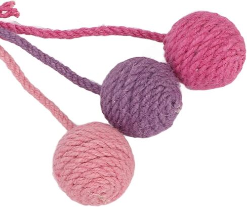 Hanging Cat Sisal Ball, Chewable Colorful Interactive Cat Sisal Rope Ball Toy for Pet Indoor (Pink Rose Purple) in Kuwait