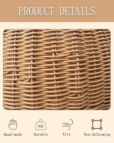 Wicker Cat Bed Indoor & Outdoor, Handwoven PP Rattan Cat Swing Bed with Removable Washable Cushion, Breathable Waterproof Cat House for Cats & Small Dogs (Small–11.4" L × 18.9" H) in Kuwait