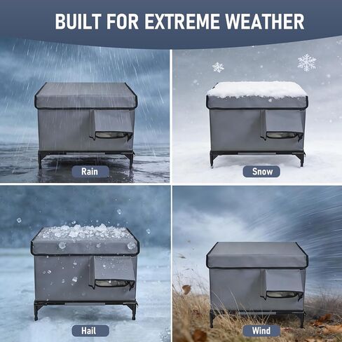 Heated Outdoor Cat House with Heating Pad for Winter, Weatherproof Waterproof Insulated, Dual EscapeDoors, Chewproof Cable, Small Pets Shelter for Outside Feral/Stray Cats (Yard, Garage, Barn, Porch) in Kuwait