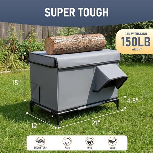 Heated Outdoor Cat House with Heating Pad for Winter, Weatherproof Waterproof Insulated, Dual EscapeDoors, Chewproof Cable, Small Pets Shelter for Outside Feral/Stray Cats (Yard, Garage, Barn, Porch) in Kuwait
