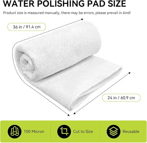 Aquarium Polishing Filter Pad, 100 Micron Water Polishing Pad for Fish Tank Filters, 24" x 36" Cut to Fit Filter Floss for Aquarium Sump Filters Fish Pond, Filter Media Pad for Crystal Clear Water in Kuwait