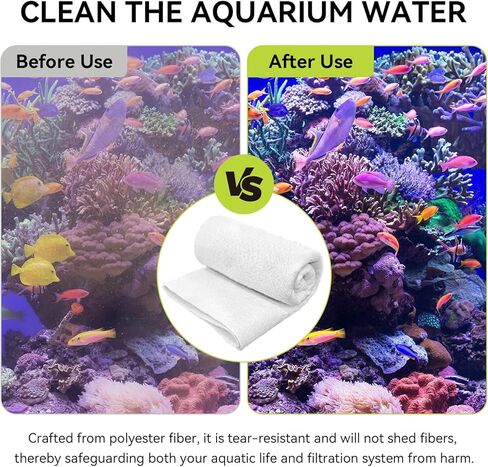 Aquarium Polishing Filter Pad, 100 Micron Water Polishing Pad for Fish Tank Filters, 24" x 36" Cut to Fit Filter Floss for Aquarium Sump Filters Fish Pond, Filter Media Pad for Crystal Clear Water in Kuwait