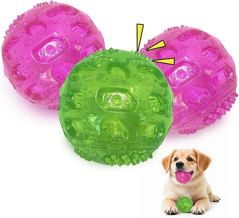 RICHIE Ultra Durable Squeaky Dog Balls 3 Inch for Large Medium Dogs, Tough Chew Toys for Aggressive Chewers, Floating Fetch Balls for Pool Play, Teeth Cleaning Dog Toys 2 Pack Red + Red in Kuwait