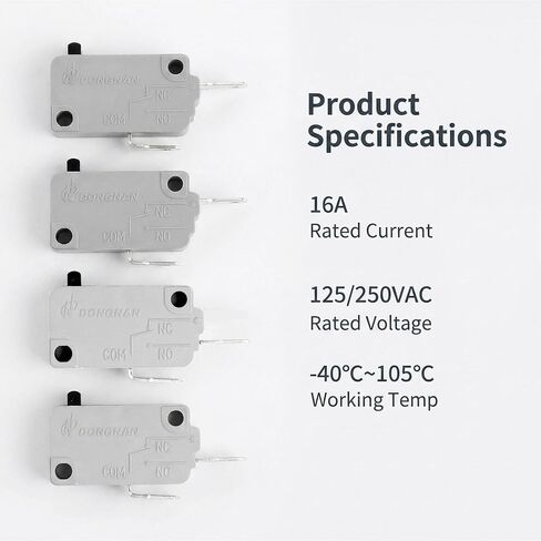 KW3A Microwave Oven Door Switch 16A 125V/250V Door Interloc (2 Normally Open and 2 Normally Close) Suitable for Most Brand Microwave ovens Door Interloc Switch in Kuwait