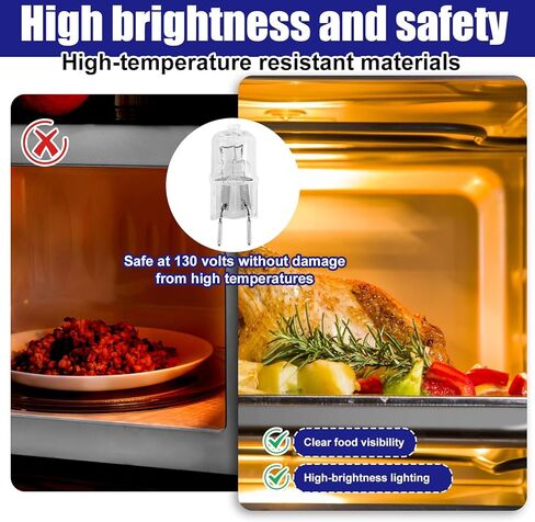 5pcs Microwave Halogen Light Bulbs 130V 50W, Bright Replacement Microwave Oven Bulb Compatible with GE CVM DVM HVM JNM Series, Replaces WB08X10051 WB25X21248 WB02X35488 and More in Kuwait